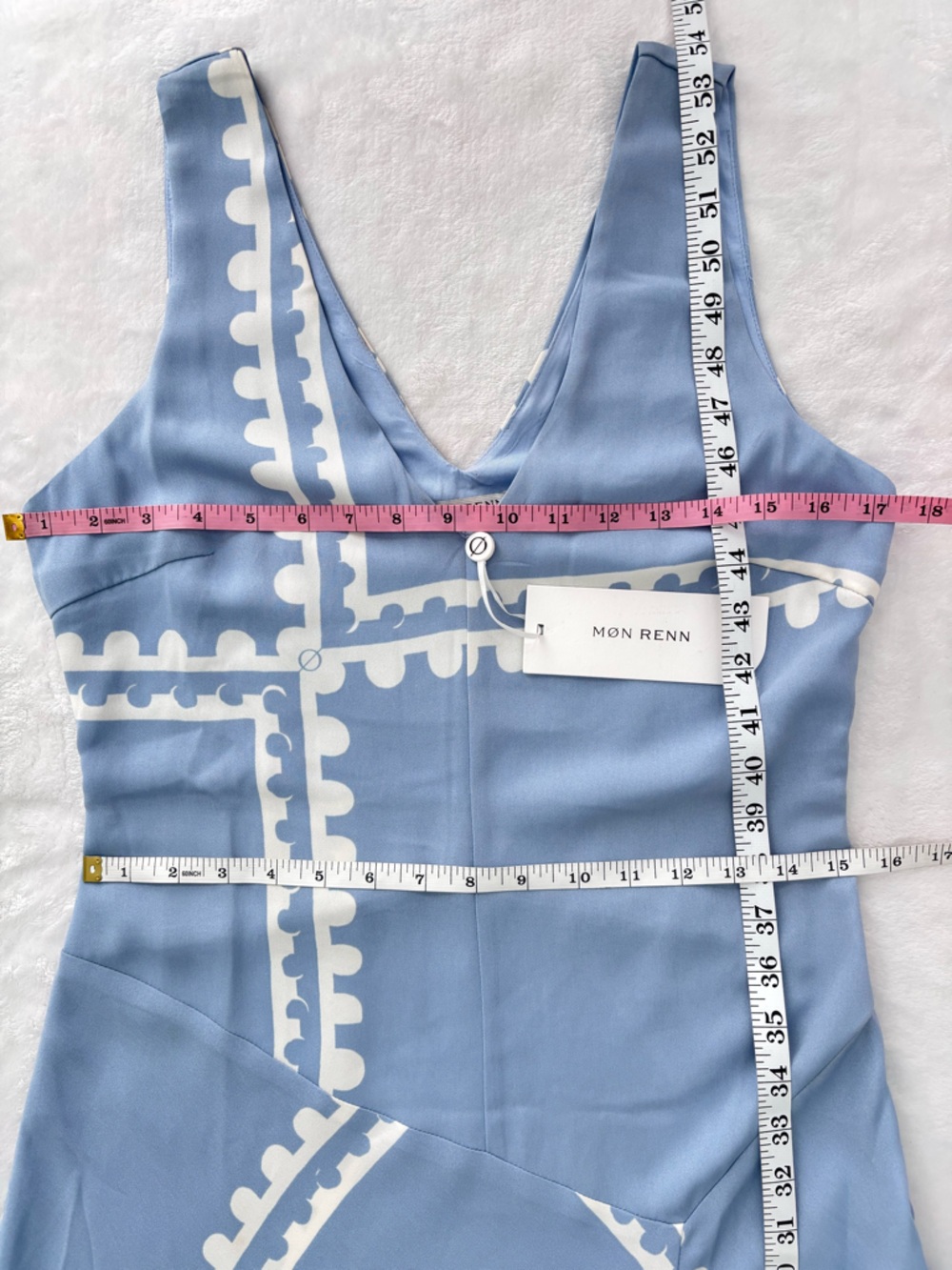 MON RENN Serape Sleeveless Blue Postcards Fitted Maxi Dress--NWT--10/M - Picture 16 of 16